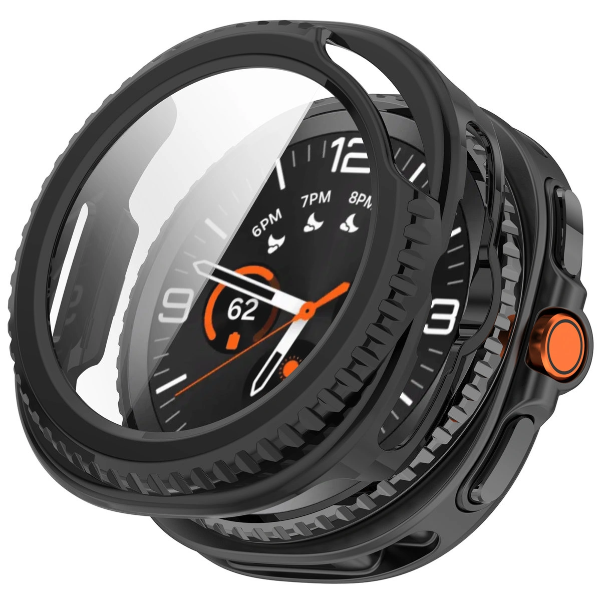 Wizualizacja nakładania etui Bizon Case Watch Adamo do Galaxy Watch 8 Classic 46 mm